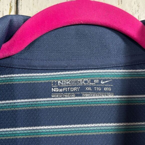 Nike Golf Mens Fit Dry Striped Short Sleeve Casual Summer Collared Polo Shirt - Picture 6 of 13